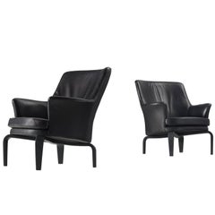 Arne Norell Pair of Reupholstered High Quality Leather 'Pilot' Armchairs