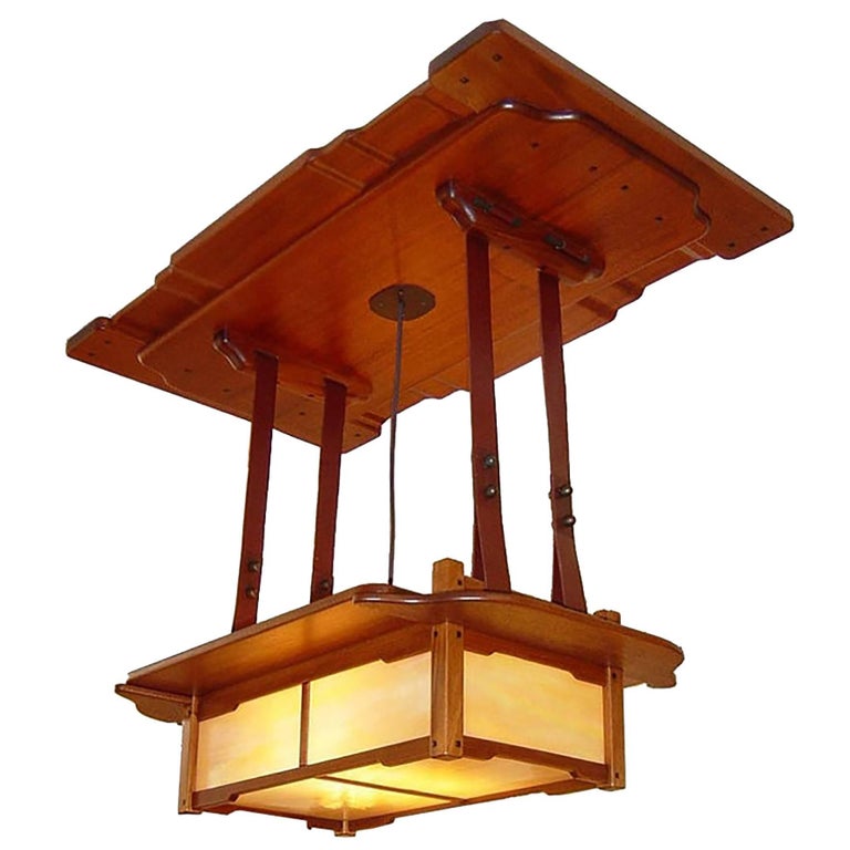 Arts and Craft Style Art Glass Ceiling Light For Sale at 1stDibs