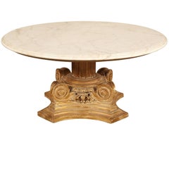 Marble-Top Column Base Coffee Table