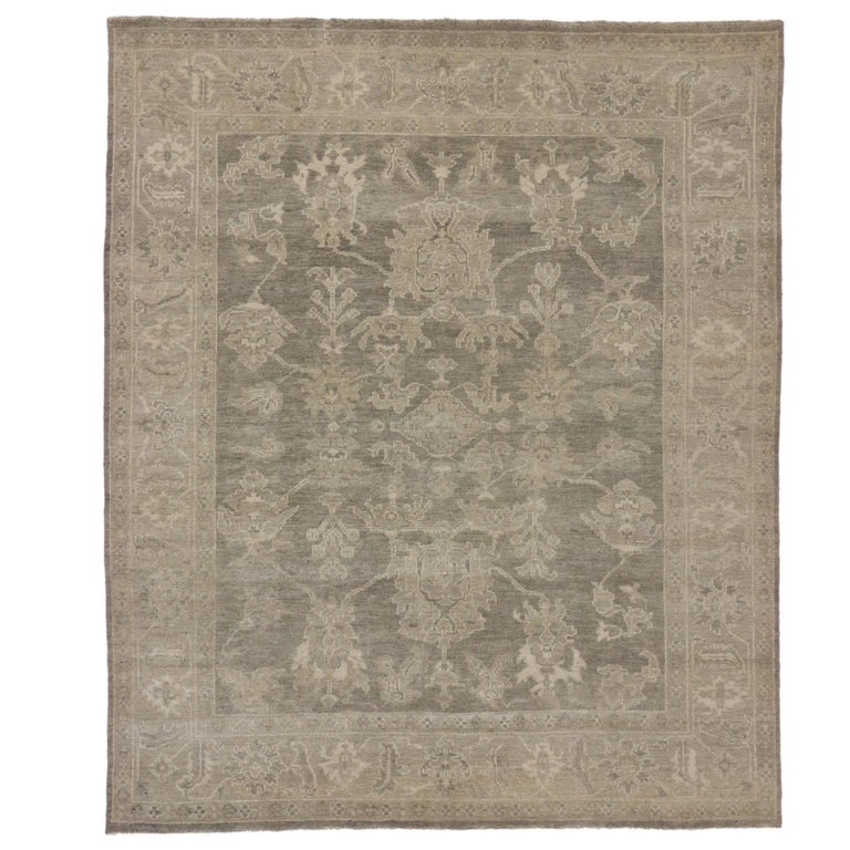 New Modern Oushak Rug with Transitional Style For Sale at 1stdibs