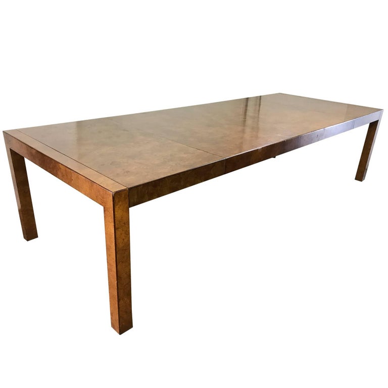 Burl Wood Parsons Style Dining Table by at 1stDibs