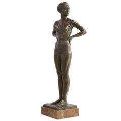 Vintage Art Deco Modernist Bronze Figure of a Female Nude