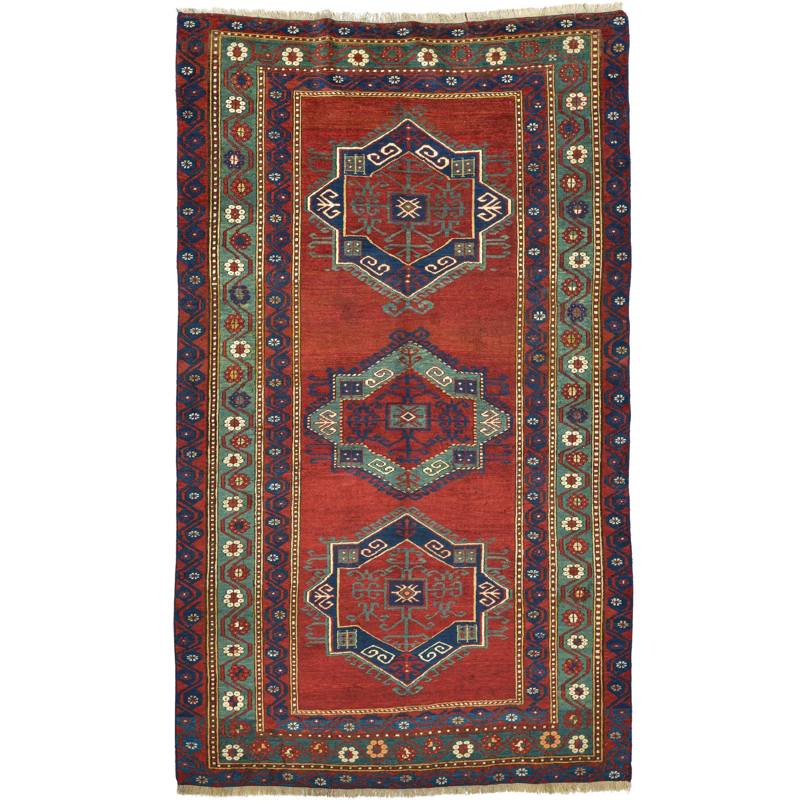 Antique Caucasian  KAZAK Rug with Original Colors For Sale