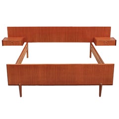 Mid-Century Modern Double Bed with Floating Night Tables, circa 1950s