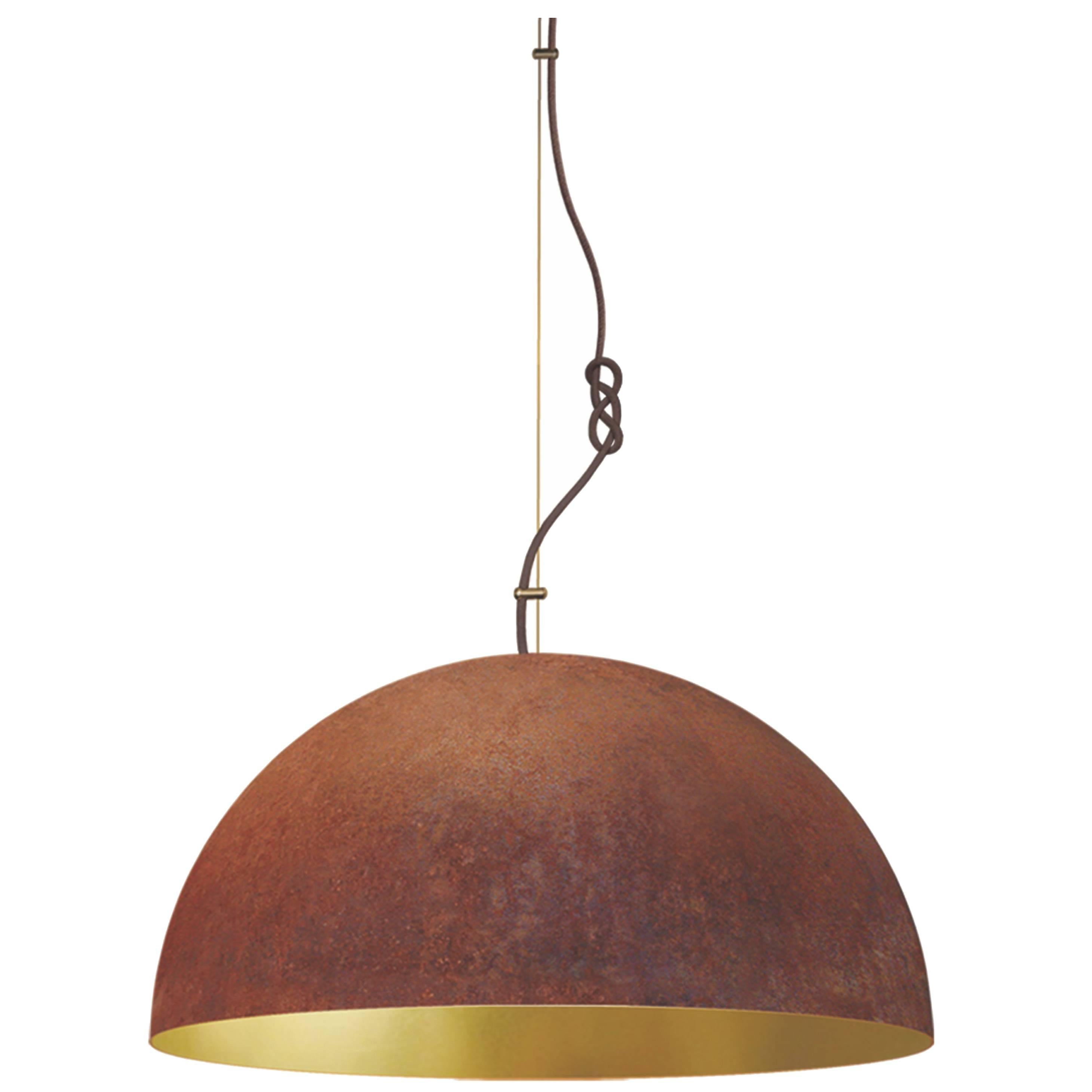 Queen Pendant Extra Large-Ceiling Lamp-Made from Corroding Steel For Sale