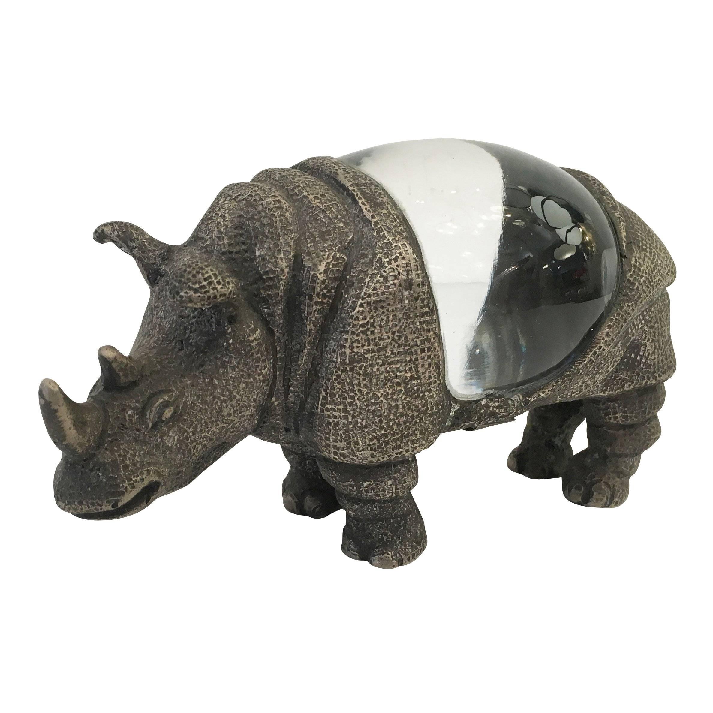 Gabriella Crespi Silvered Bronze Rhino