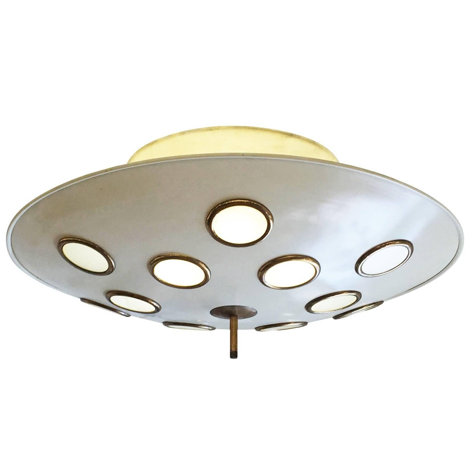 Saucer Flush Mount Chandelier Attributed to Arredoluce, Italy, 1950s