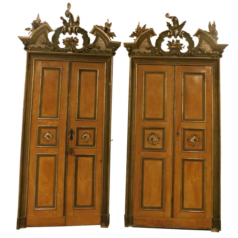 Antique Lacquered Door with Original Frame at 1stDibs