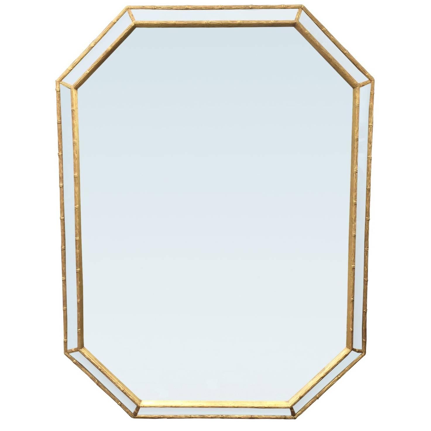 Mid-Century Italian Octagonal Gilt Edge Mirror