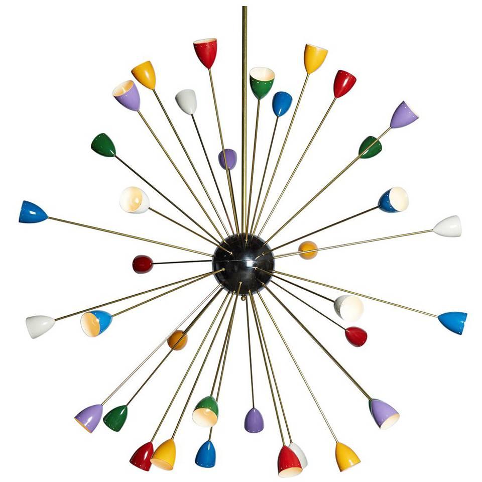 36-Light Italian Stilnovo-Style Sputnik Chandelier, circa 1960s