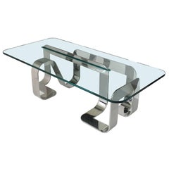 Rare Sculptural Polished Steel "Jason" Coffee Table by Gary Gutterman