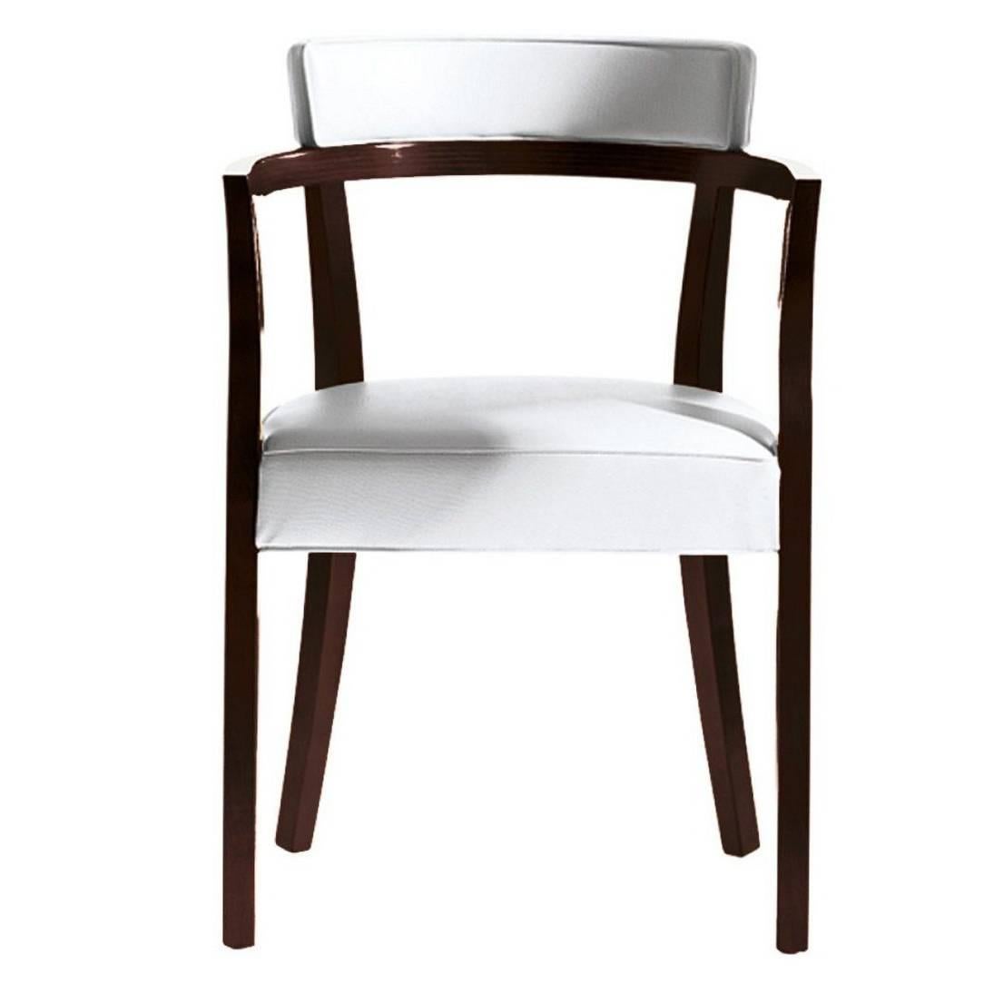 "Neoz" White Armchair in Mahogany Designed by Philippe Starck for Driade