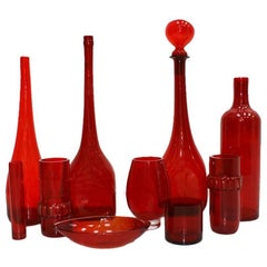 Set of Ten Pieces of Red Blow Crystal in Different Forms 12