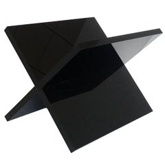 Modern Black Lucite X-Form Magazine Rack