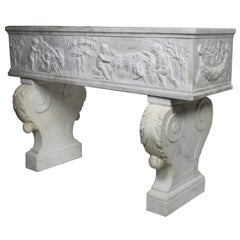 French 19th Century, Whimsical Rococo Style Marble Carved Planter with Children