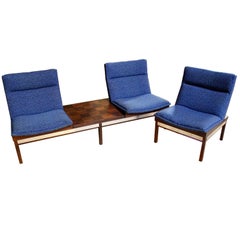 Modular Arthur Umanoff Dimension 28 Walnut Sofa and Chair Set for Madison