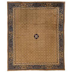 20th Century Yellow and Blue Wool and Cotton Chinese Peking Rug, 1900