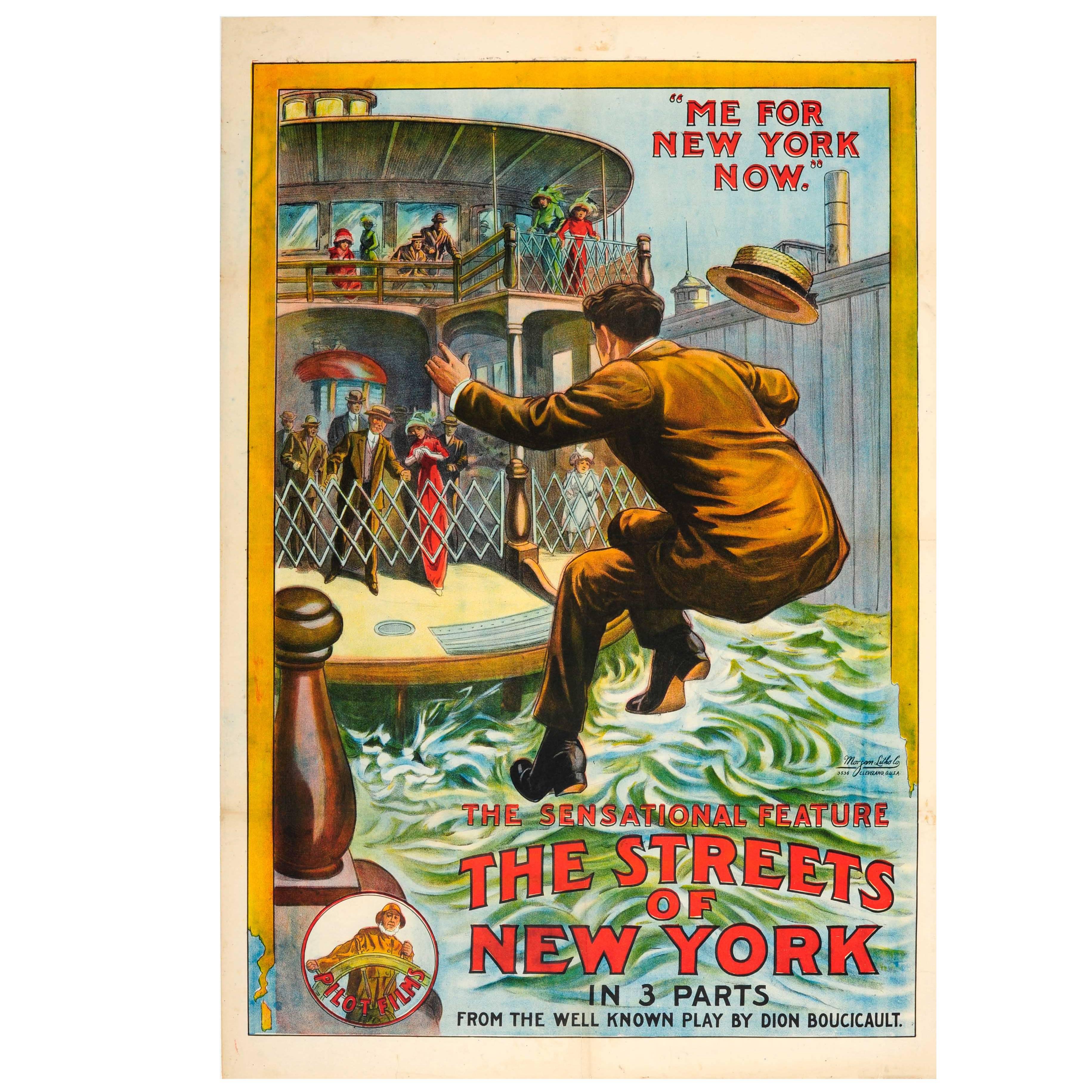 Affiche originale du film comique « The Streets Of New York », pièce de Dion Boucicault en vente