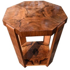 Art Deco English Heavily Figured Walnut Occasional Table