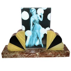 Art Deco Fan Shaped Marble Picture Frame, circa 1930