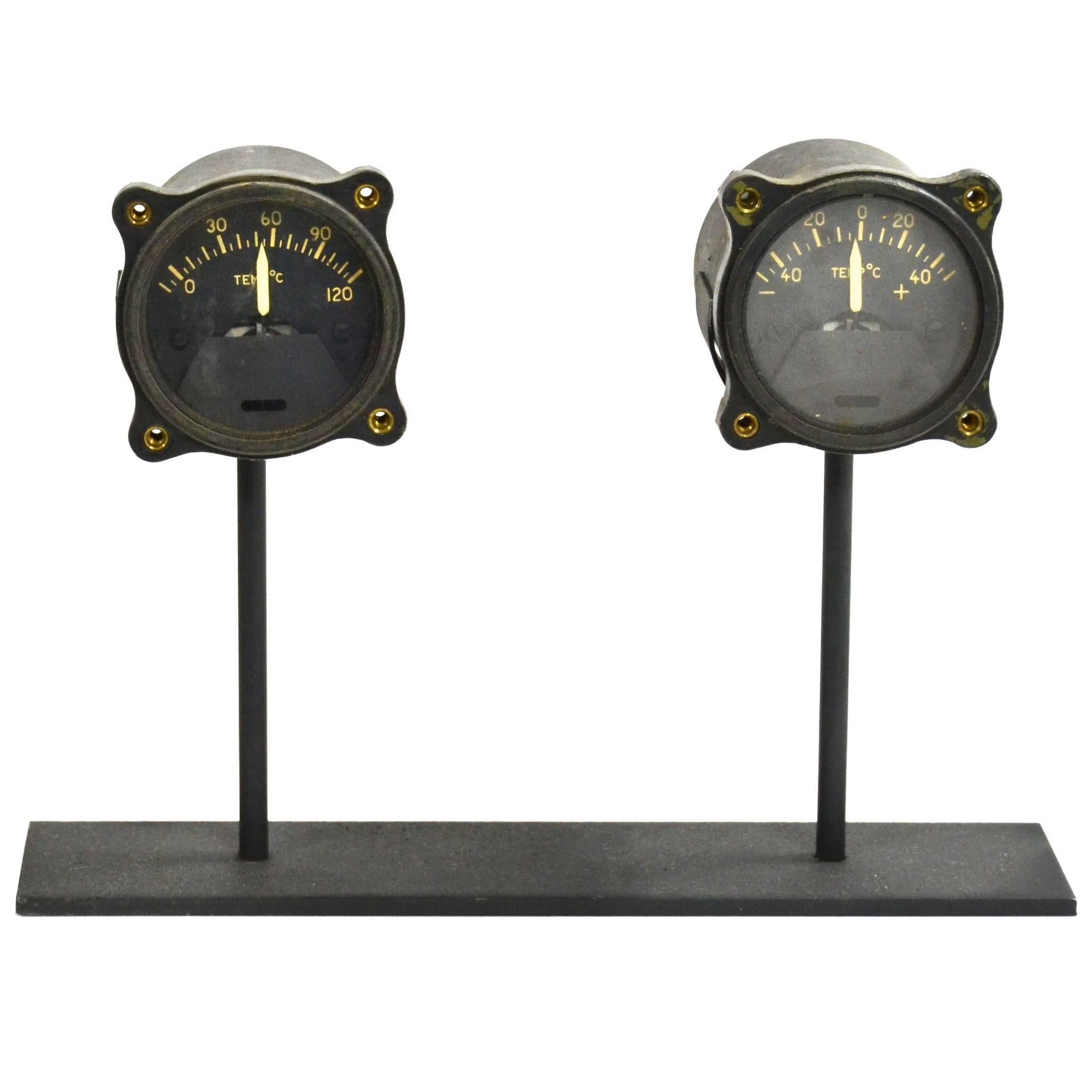 WWII Fighter Plane Instrument Panel Gauges For Sale