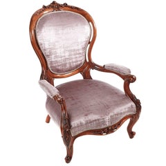 Fine Victorian Carved Walnut Armchair