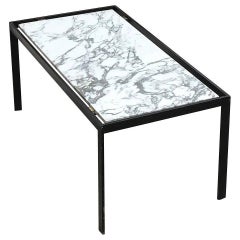 Minimalist Marble and Lacquered Steel Coffee Table, France, 1960s
