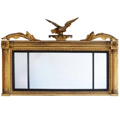 Large Regency Country House Carved Giltwood Overmantel Mirror, circa 1810 2