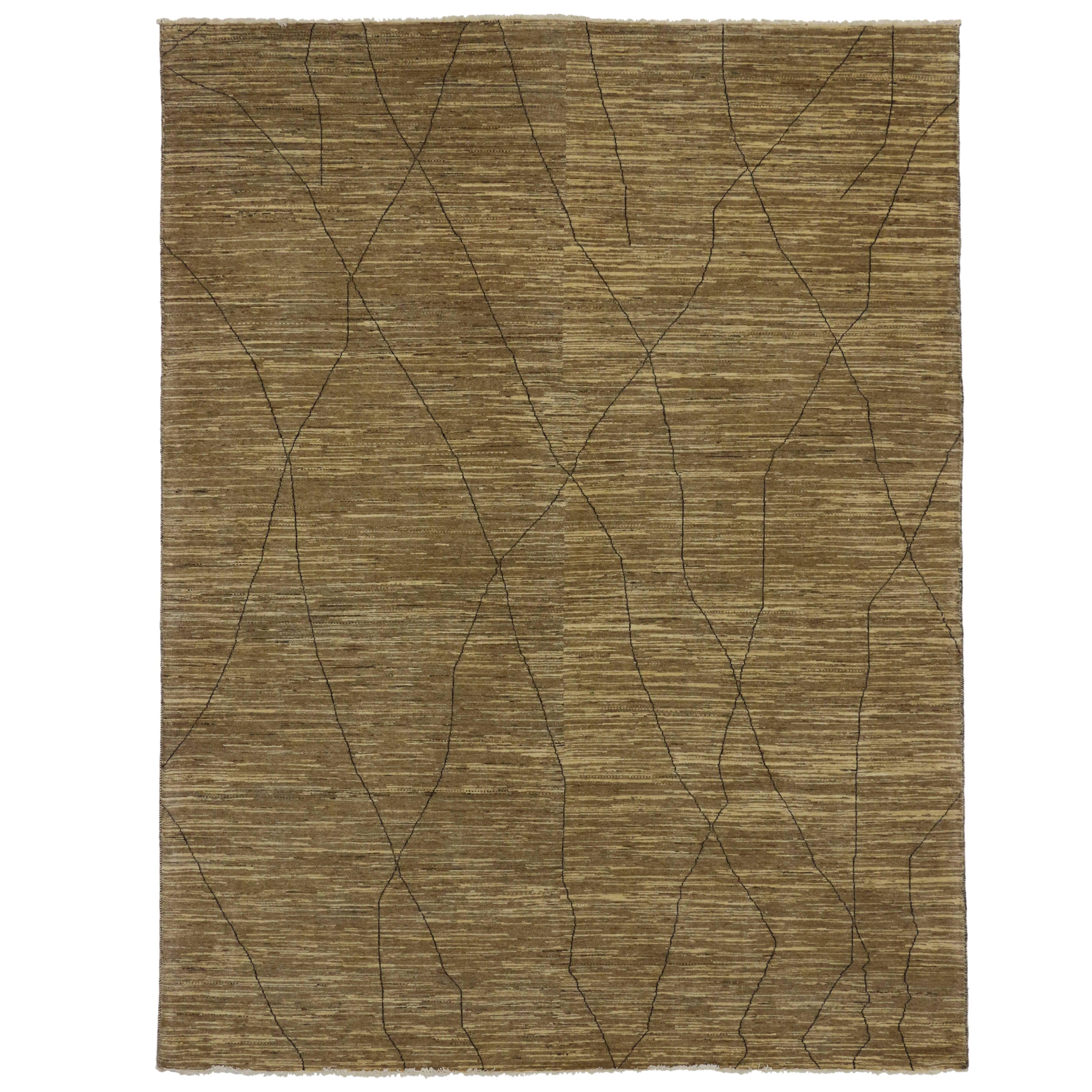 New Contemporary Moroccan Area Rug with Modern Design, Warm Neutral Earth Tones