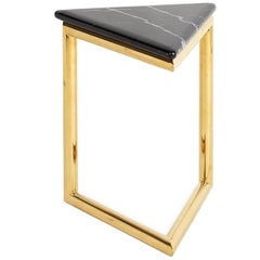 Ultra Triangle Brass and Marble Accent Table
