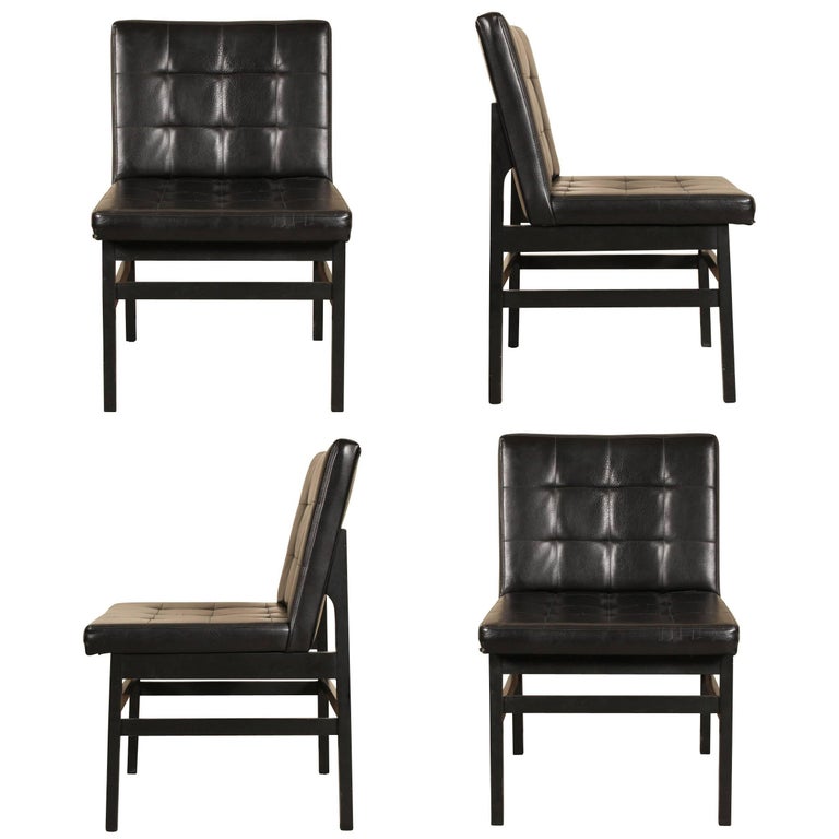 Founders Mid Century Set of Four Vinyl Chairs For Sale at 1stDibs