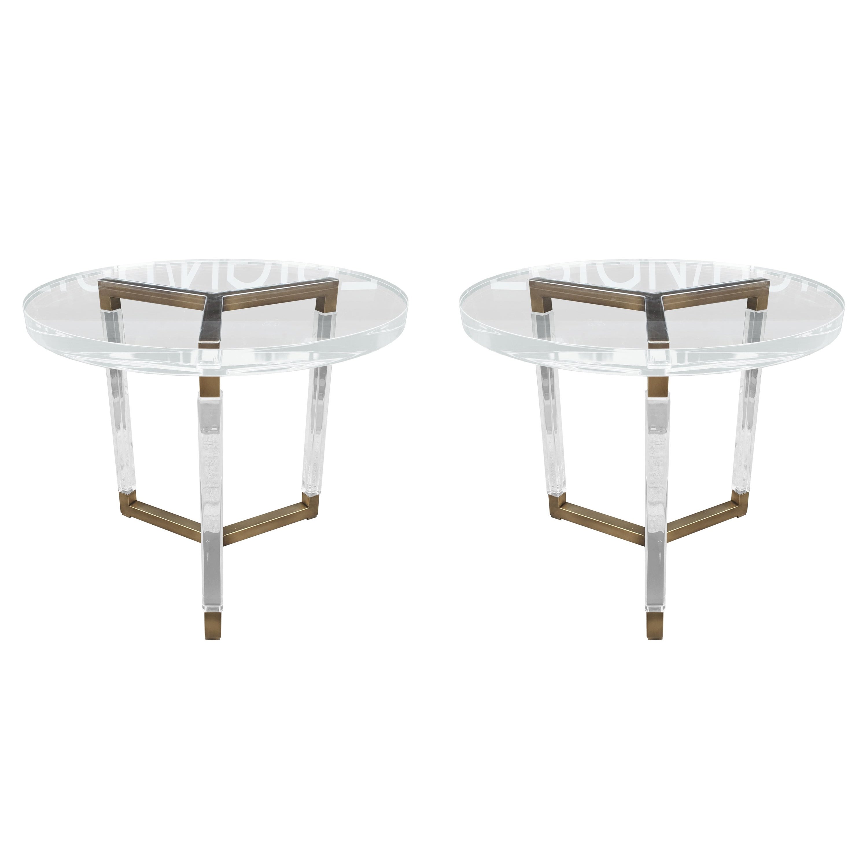 Charles Hollis Jones Solid Brass And Lucite Side Tables Metric Charles Hollis Jones Solid Brass And Lucite Side Tables Metric