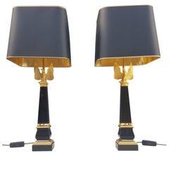 Pair of 24 Carat Gold-Plated Bronze Table Lamps