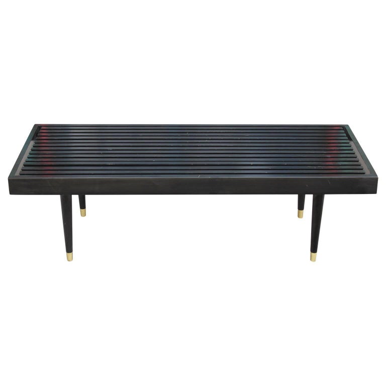 Mid Century Modern George Nelson Style Black Slat Bench