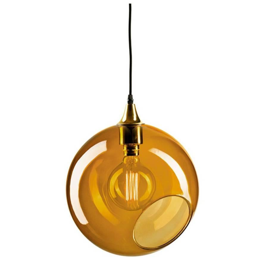 Ballroom Extra Large Amber Pendant with Brass Edge Gold Socket Ceiling Lamp For Sale