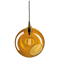 Ballroom Extra Large Amber Pendant with Brass Edge Gold Socket Ceiling Lamp