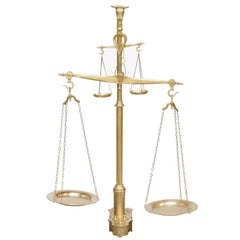 Dutch Large Size Brass Two-Tiered Balance Scale with Weights, circa 1880