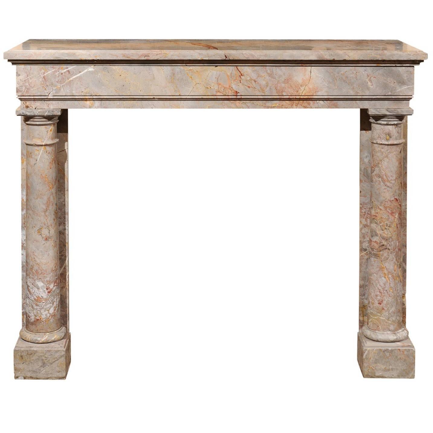 19th Century French Neoclassical Style Marble Mantel with Columns