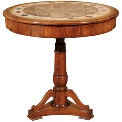 Italian Walnut Gueridon with Inset Specimen Marble Top, 19th Century and Later