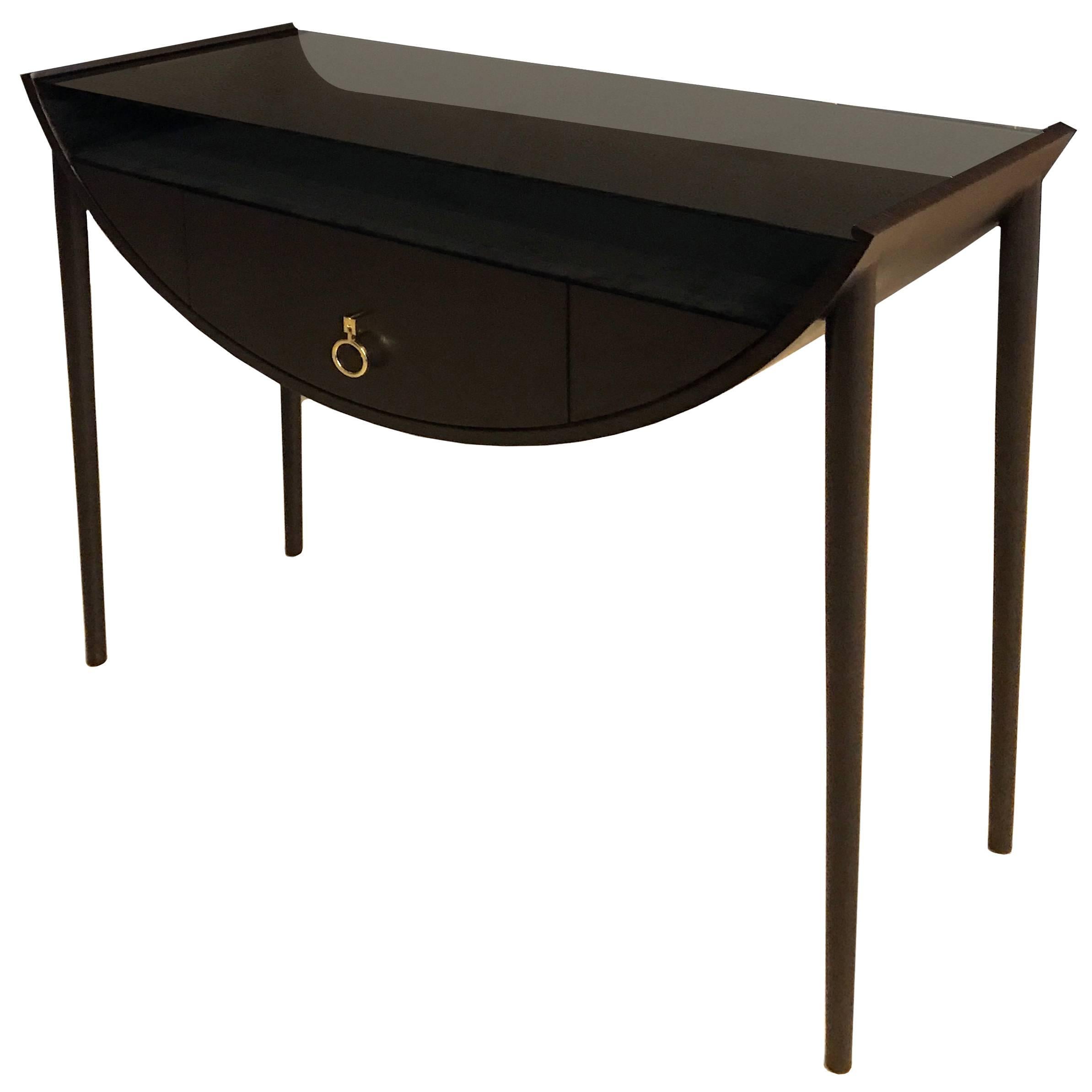 Modern "Lolent" Console or Dresser Table in Oak with Smoked Glass Top 