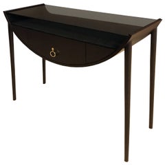 Modern "Lolent" Console or Dresser Table in Oak with Smoked Glass Top 