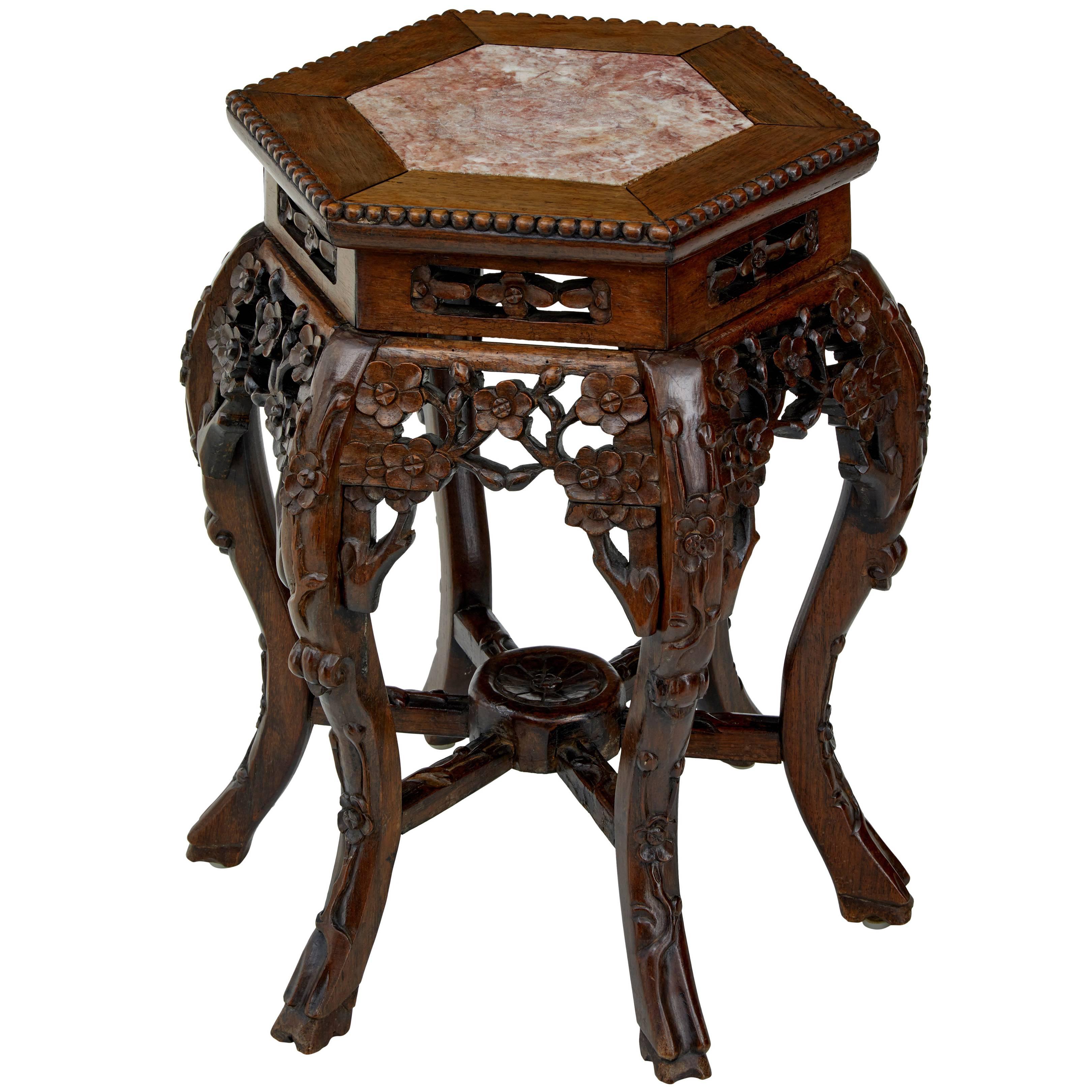 19th Century Carved Hard Wood Chinese Jardinere Stand