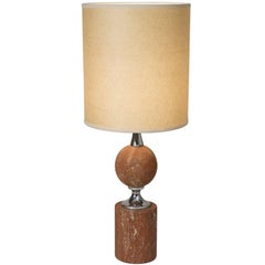 Rouge Travertine Table Lamp by Barbier, French, 1970s