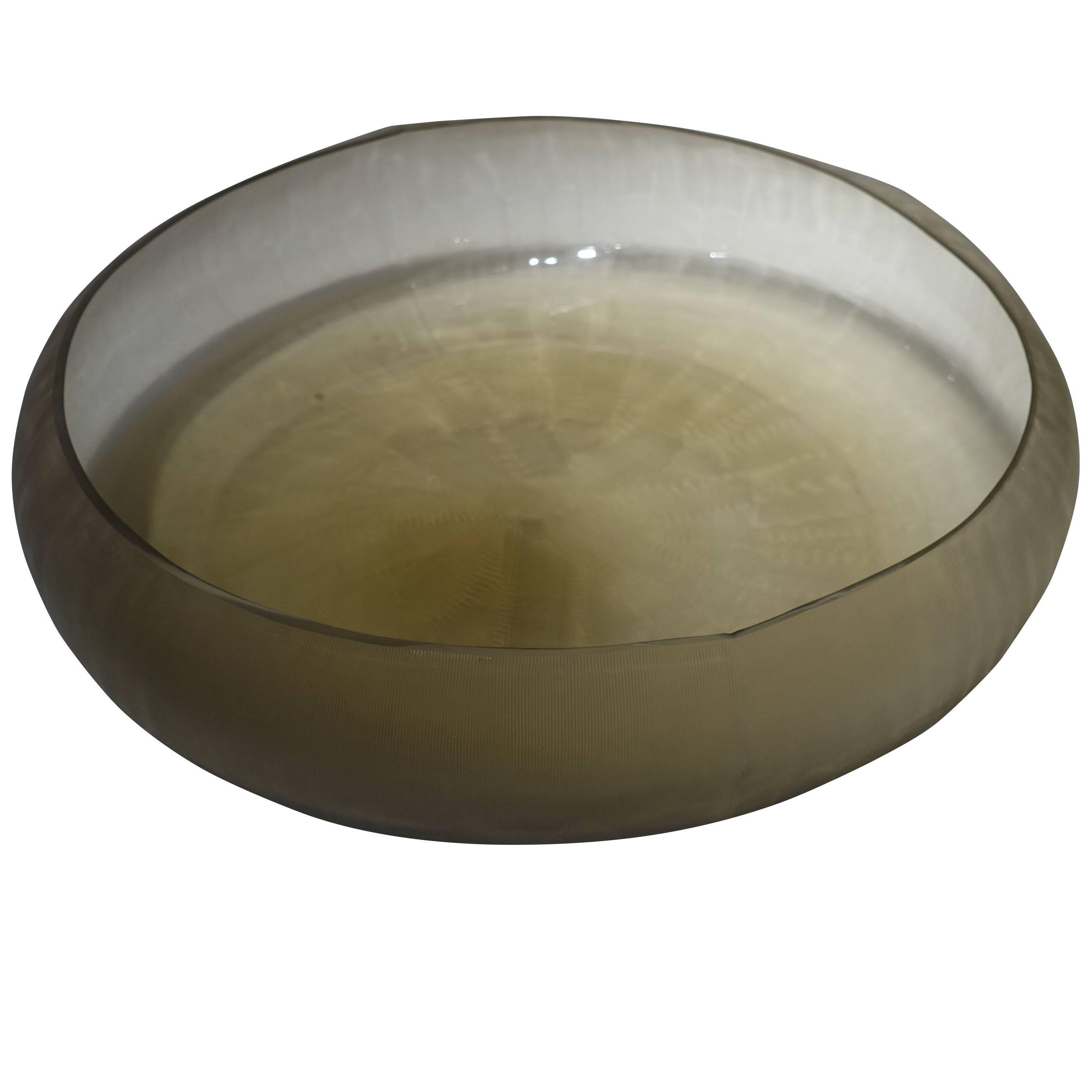 Decorative Etched Gold Glass Bowl, Romania, Contemporary