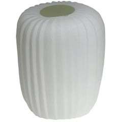 White Ribbed Vase, Romanian, Contemporary