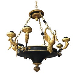 Early 19th Century Gilt Bronze Chandelier with Swans