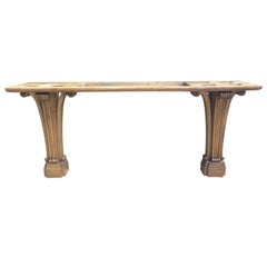 Painted 
Carved Jansen Style Console with Cluster Column Supports, circa 1950