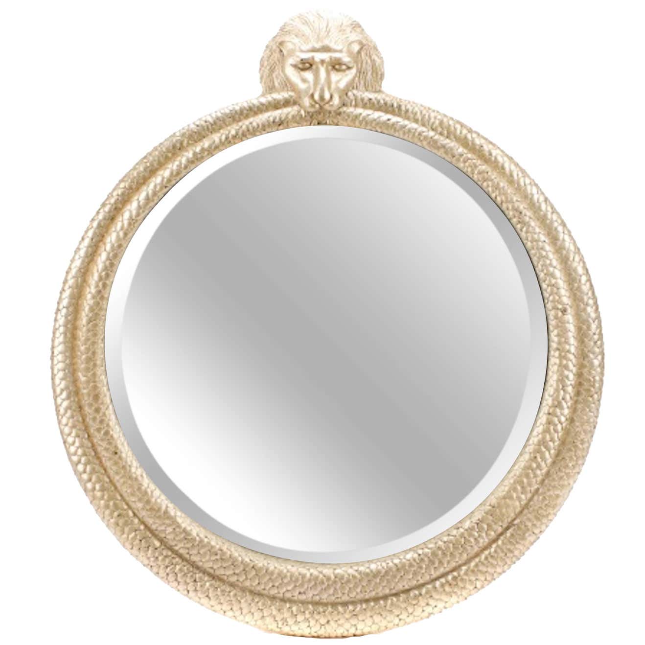 Regency Style Lion and Serpent Motif Silvered Mirror For Sale at 1stDibs