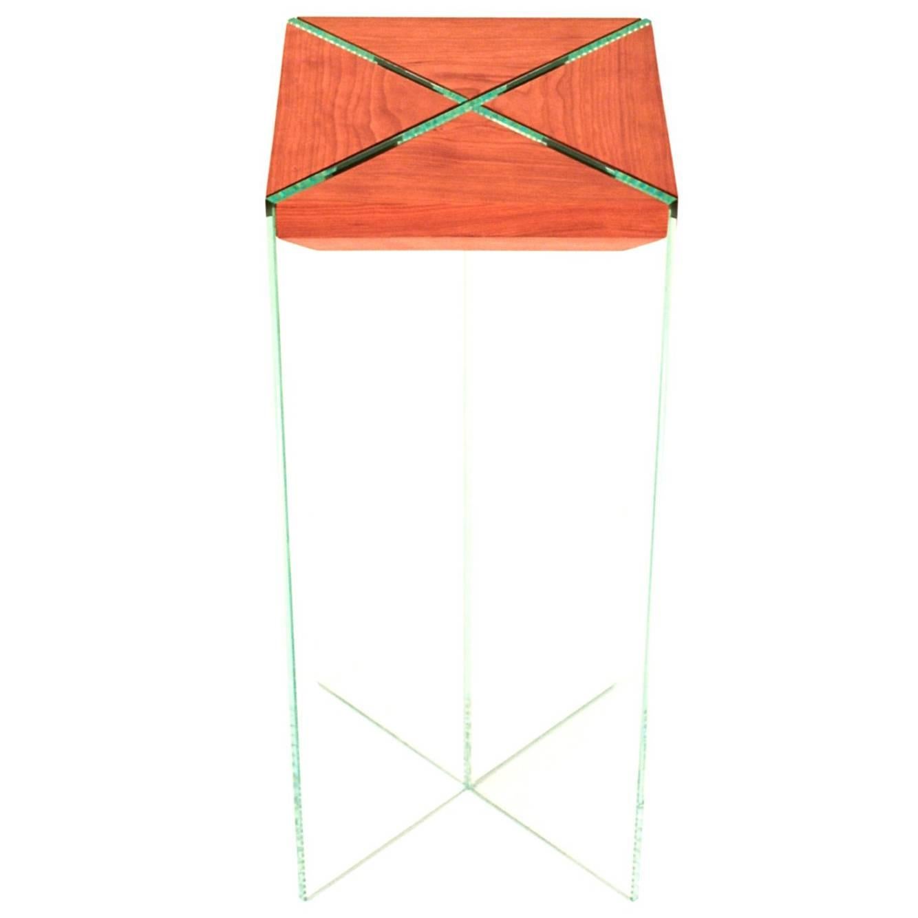 Dream Table, Contemporary Cherry and Glass Side Table For Sale