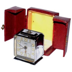 French Chrome Art Deco Alarm Clock by Dep